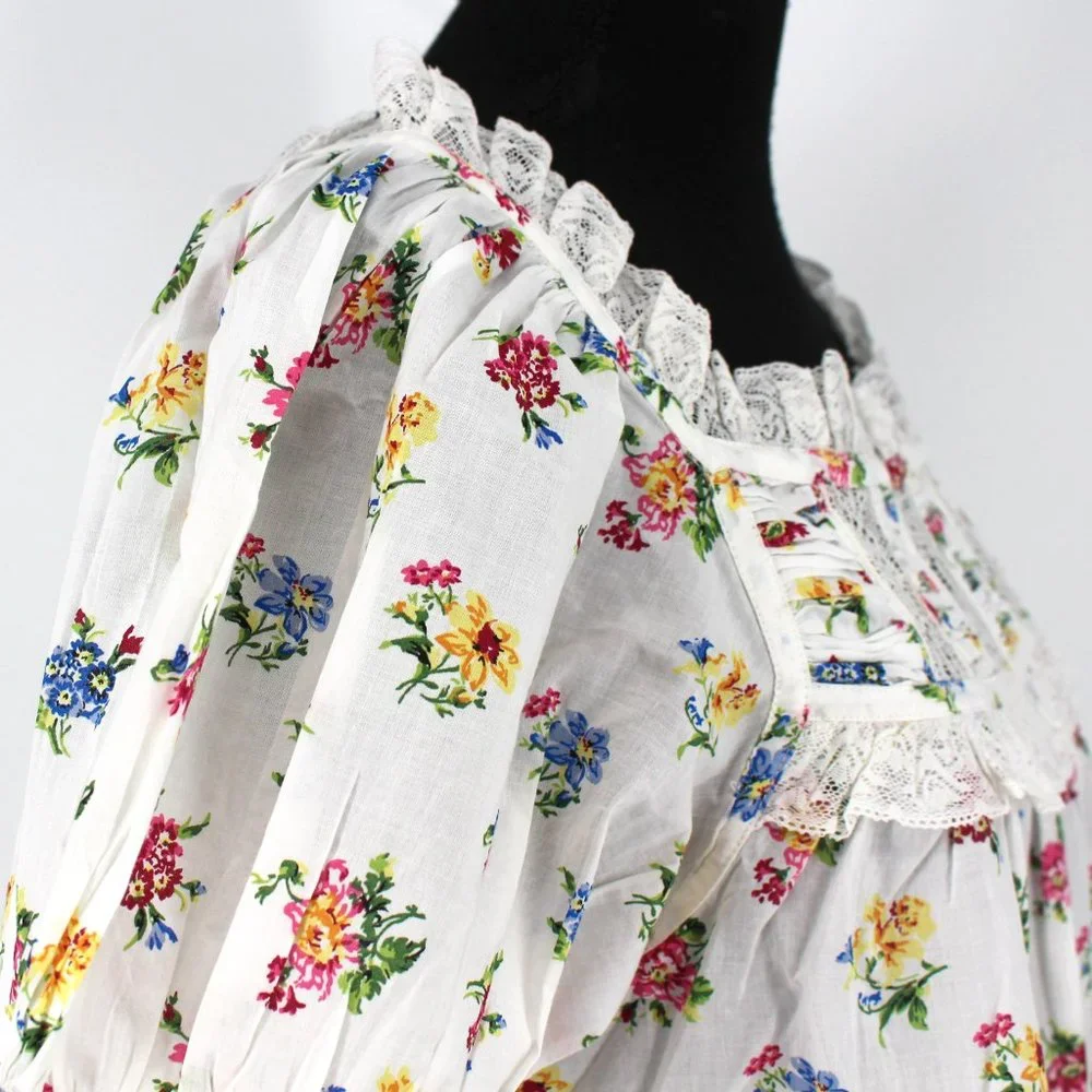 Doen Frances Top Fleurs De Jonquille White Organic Cotton Lace Trim Medium M NEW - Picture 3 of 8